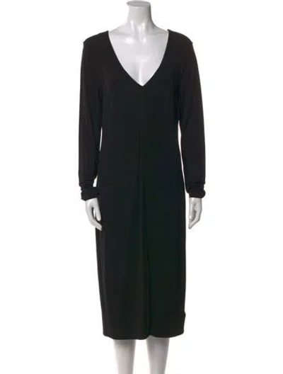 Pre-owned James Perse V-neck Midi Length Dress In Black