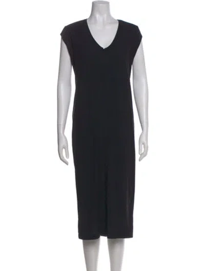 Pre-owned James Perse V-neck Midi Length Dress In Black