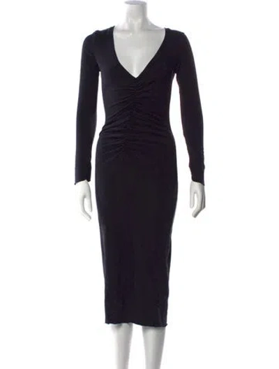 Pre-owned James Perse V-neck Midi Length Dress In Black