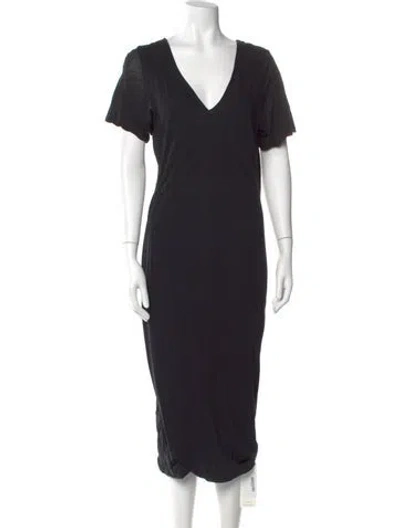 Pre-owned James Perse V-neck Midi Length Dress In Black