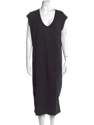 Pre-owned James Perse V-neck Midi Length Dress In Black