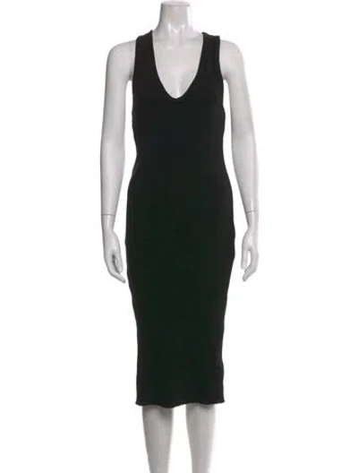 Pre-owned James Perse V-neck Midi Length Dress In Black