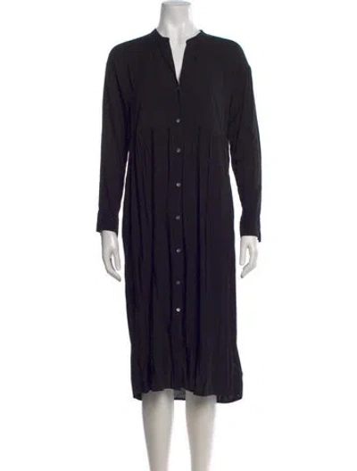 Pre-owned James Perse V-neck Midi Length Dress In Black