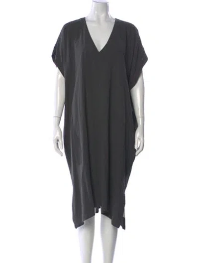 Pre-owned James Perse V-neck Midi Length Dress In Black
