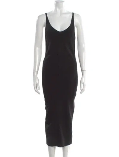 Pre-owned James Perse V-neck Midi Length Dress In Black