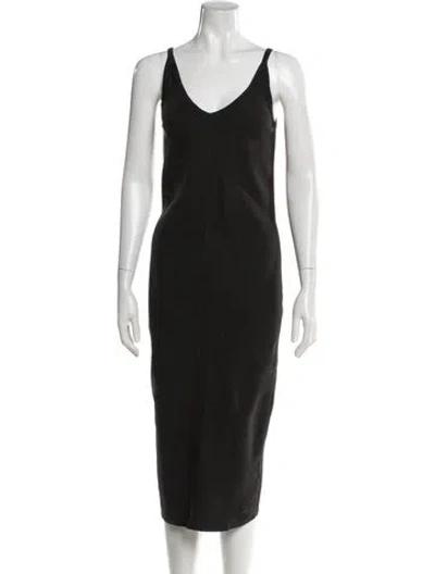 Pre-owned James Perse V-neck Midi Length Dress In Black