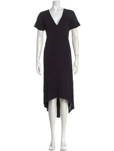 Pre-owned James Perse V-neck Midi Length Dress In Black