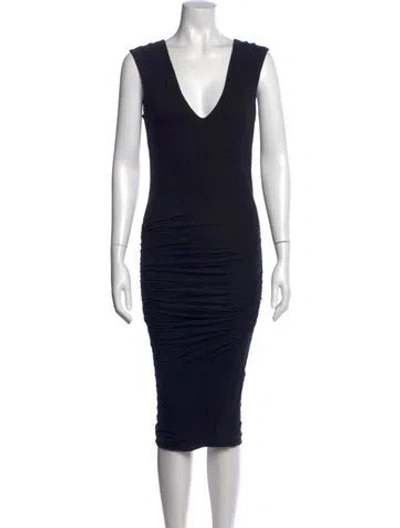 Pre-owned James Perse V-neck Midi Length Dress In Black