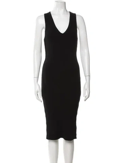 Pre-owned James Perse V-neck Midi Length Dress In Black