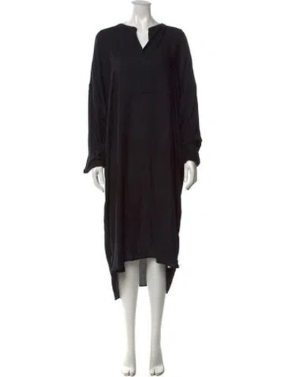 Pre-owned James Perse V-neck Midi Length Dress In Black