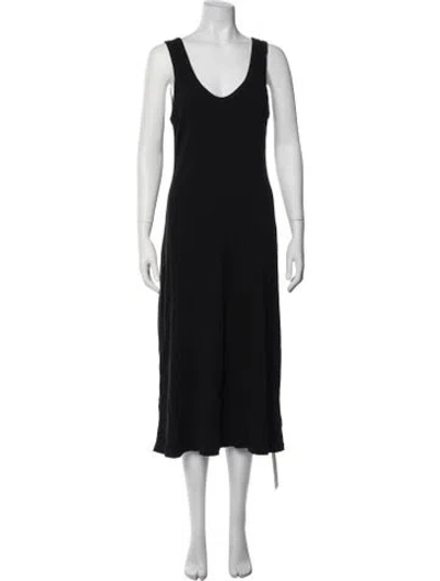 Pre-owned James Perse V-neck Midi Length Dress In Black