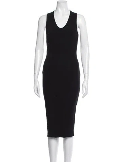 Pre-owned James Perse V-neck Midi Length Dress In Black