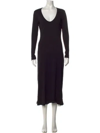 Pre-owned James Perse V-neck Midi Length Dress In Black