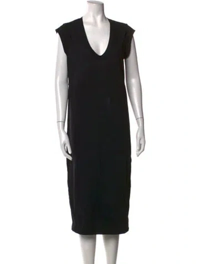 Pre-owned James Perse V-neck Midi Length Dress In Black