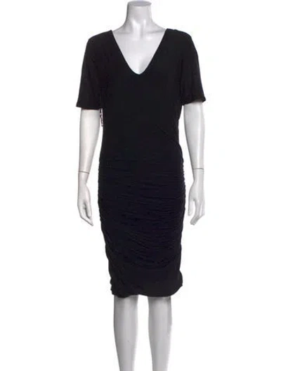 Pre-owned James Perse V-neck Midi Length Dress In Black