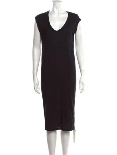 Pre-owned James Perse V-neck Midi Length Dress In Black