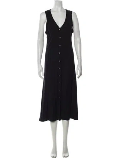 Pre-owned James Perse V-neck Midi Length Dress In Black