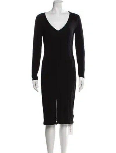 Pre-owned James Perse V-neck Midi Length Dress In Black