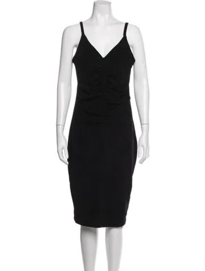 Pre-owned James Perse V-neck Midi Length Dress In Black