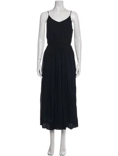Pre-owned James Perse V-neck Midi Length Dress In Blue
