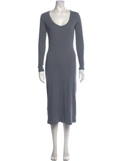 Pre-owned James Perse V-neck Midi Length Dress In Blue/grey