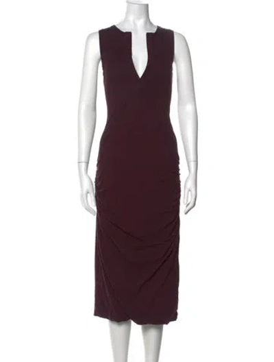 Pre-owned James Perse V-neck Midi Length Dress In Burgundy
