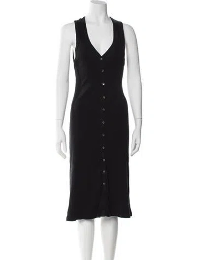 Pre-owned James Perse V-neck Midi Length Dress In Gray