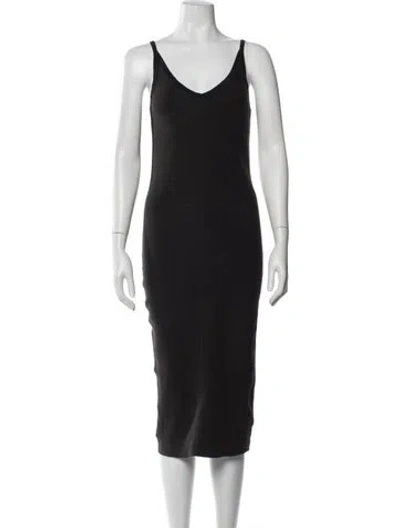 Pre-owned James Perse V-neck Midi Length Dress In Gray