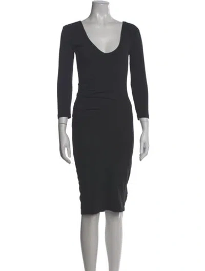 Pre-owned James Perse V-neck Midi Length Dress In Gray