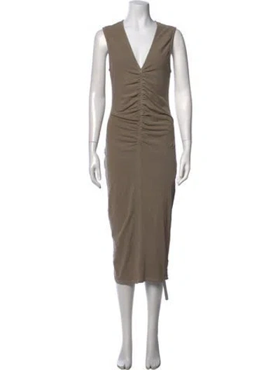 Pre-owned James Perse V-neck Midi Length Dress In Grey