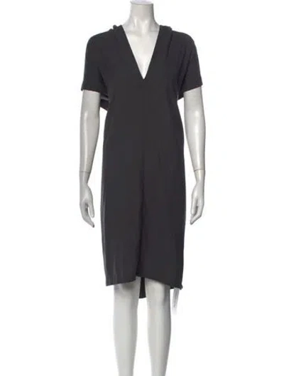 Pre-owned James Perse V-neck Midi Length Dress In Grey
