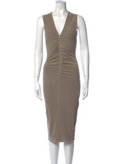 Pre-owned James Perse V-neck Midi Length Dress In Neutrals