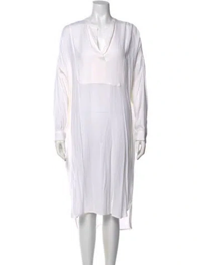 Pre-owned James Perse V-neck Midi Length Dress In Neutrals