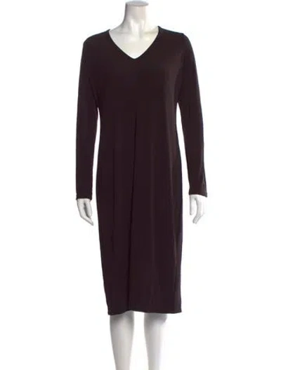 Pre-owned James Perse V-neck Midi Length Dress In Purple