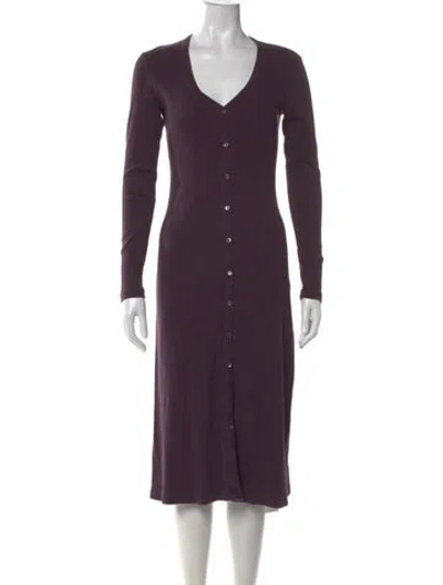 Pre-owned James Perse V-neck Midi Length Dress In Purple