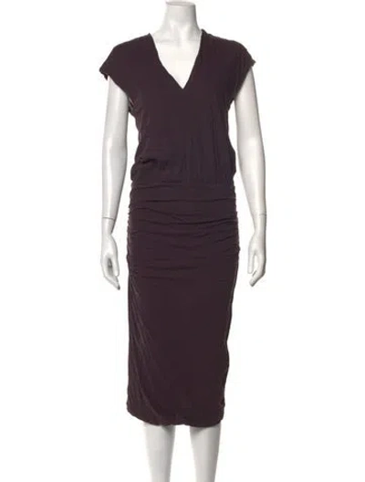 Pre-owned James Perse V-neck Midi Length Dress In Purple