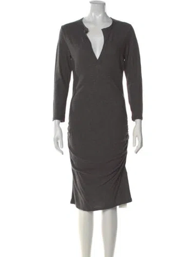 Pre-owned James Perse V-neck Midi Length Dress W/ Tags In Gray