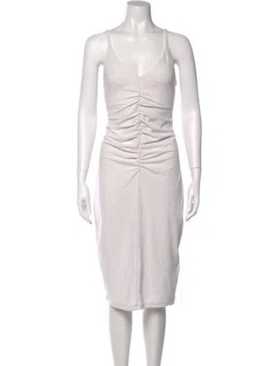 Pre-owned James Perse V-neck Midi Length Dress W/ Tags In Neutral