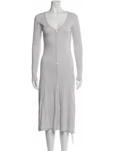 Pre-owned James Perse V-neck Midi Length Dress In White