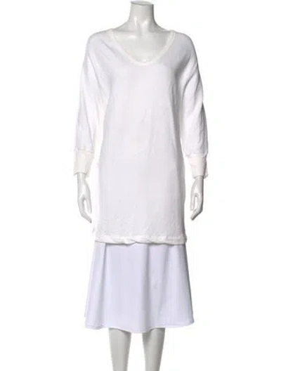 Pre-owned James Perse V-neck Midi Length Dress In White