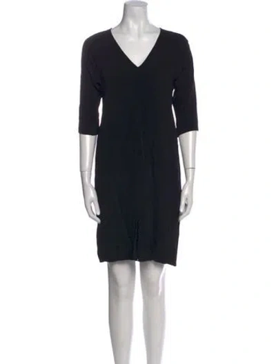 Pre-owned James Perse V-neck Mini Dress In Black