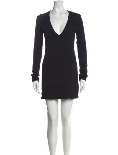 Pre-owned James Perse V-neck Mini Dress In Black