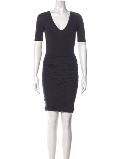 Pre-owned James Perse V-neck Mini Dress In Black