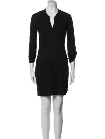 Pre-owned James Perse V-neck Mini Dress In Black