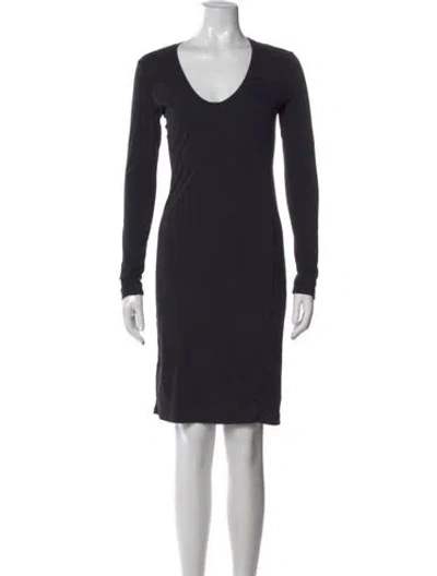 Pre-owned James Perse V-neck Mini Dress In Black