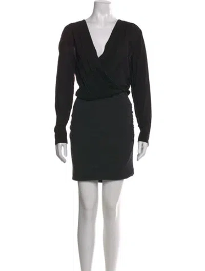 Pre-owned James Perse V-neck Mini Dress In Black