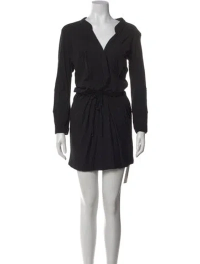 Pre-owned James Perse V-neck Mini Dress In Black