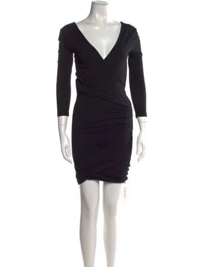 Pre-owned James Perse V-neck Mini Dress In Black