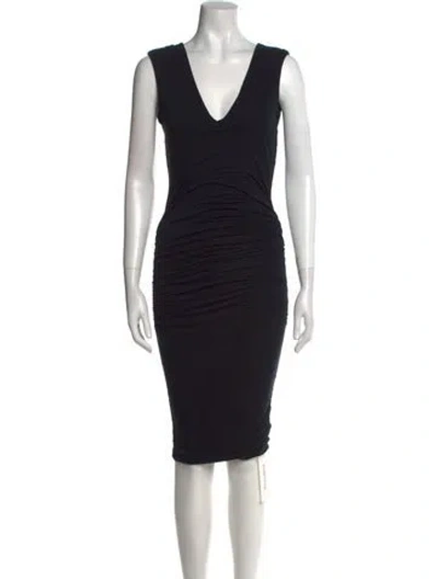 Pre-owned James Perse V-neck Mini Dress In Black