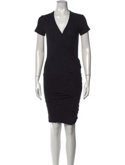 Pre-owned James Perse V-neck Mini Dress In Black